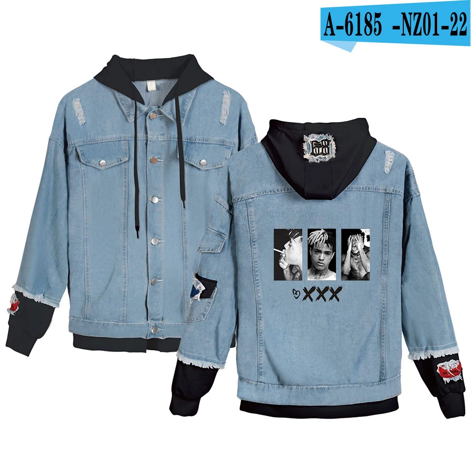 Personality Lil Peep Cry Baby Denim Jacket Xxxtentacion Revenge Hooded Denim Jacket Fit Men/Women Hoodies Autumn sweatshirt - Цвет: 2D