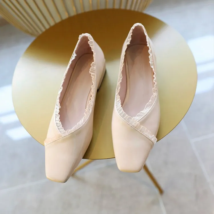 

Genuine Leather Women's round-Toe Chunky Low Heel 2020 Spring New Style Square Head Low Heel Solid Color Casual Versatile Fashio
