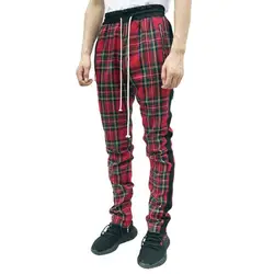 Шотландские клетчатые штаны для бега мужские 2019 Джастин Бибер винтажные мужские клетчатые спортивные штаны хип-хоп с застежкой на лодыжке