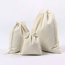 10PC/lot Cotton Drawstring Bag Reusable Shopping Linen Bag Coin Travel Storage Christmas Gift Pouch