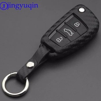 

jingyuqin 3 Buttons Carbon Fiber Patten Foding Flid Key Cover Case For Audi S Line A1 A2 A3 TT Q3 R8 S6 S7 SQ5 RS5