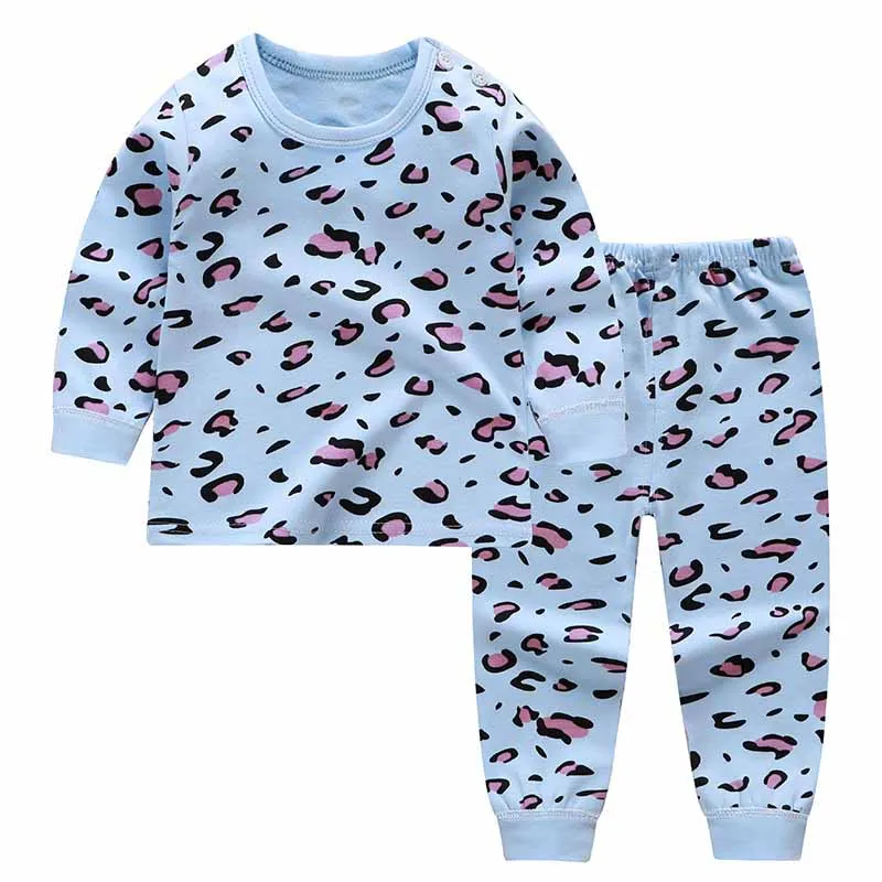 Детские пижамы, комплект одежды для мальчиков и девочек, комплект одежды для сна с героями мультфильмов детские хлопковые Пижамные комплекты из 2 предметов: футболка с длинными рукавами+ штаны - Цвет: P
