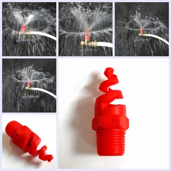 

1/4 3/8 1/2 inch thread BSPT spiral helix PP plastic Spray nozzle spiral nozzle in cooling garden water sprayer red white