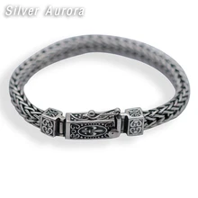 Браслет «Лучший Друг», Настоящее 925 пробы, серебряные ювелирные изделия для мужчин и женщин, винтажный плетеный браслет на цепочке