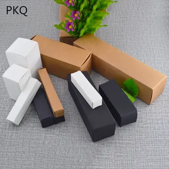 

Small kraft paper gift box for Christmas black Lipstick Cosmetic Perfume Bottle Box White Essential Oil Packaging Box 10pcs