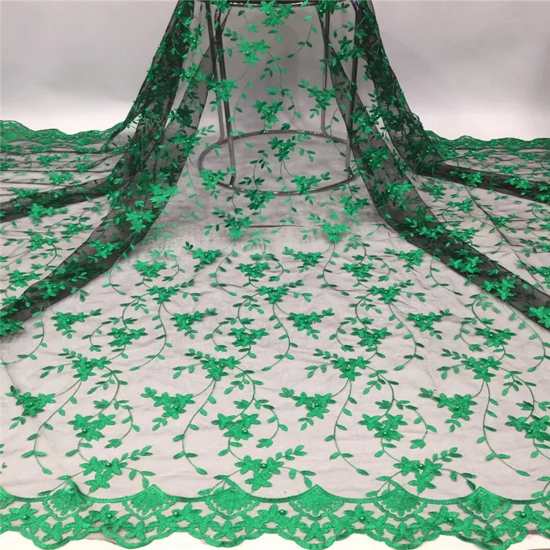 Royal Blue New Top green Lace Color beads French Fabric African High Quality Nigerian For Wedding | Дом и сад