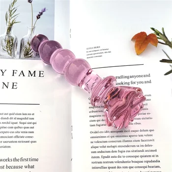 Glass Dildo Pink Rose Flower Shape Vaginal Anal Butt Plug Self Comfort Masturbator Sex Toys for Woman 4