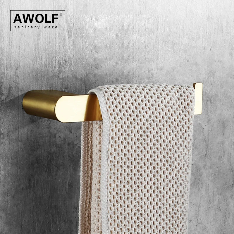 Brushed Gold Towel Ring Bathroom Accessories 304 Stainless Steel Wall Mounted Single Towel bar Bathroom Hardware AZ5156