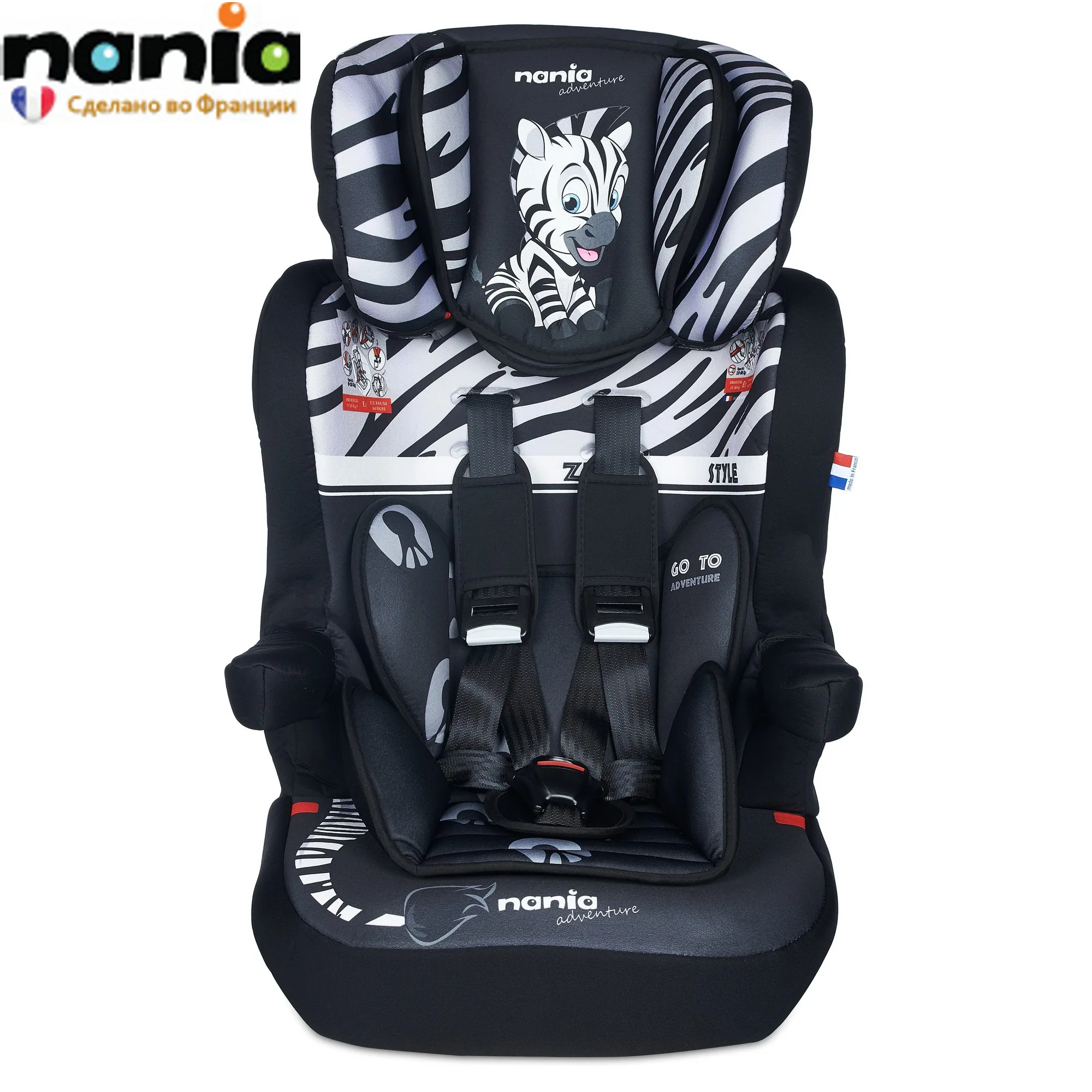 Автокресло Nania IMAX SP ANIMALS ZEBRA для детей группы 1/2/3|Детское безопасное автокресло| |