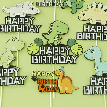 

Dinosaur Theme Happy Birthday Cake Topper Child Birthday Party Cartoon Decoration Candy Bar Baby Shower Kids Party Supplies