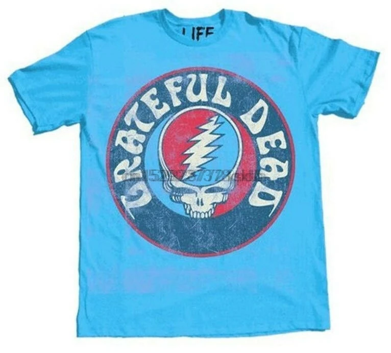 Футболка Бирюзовая с надписью The Grateful Dead красть ваше лицо |
