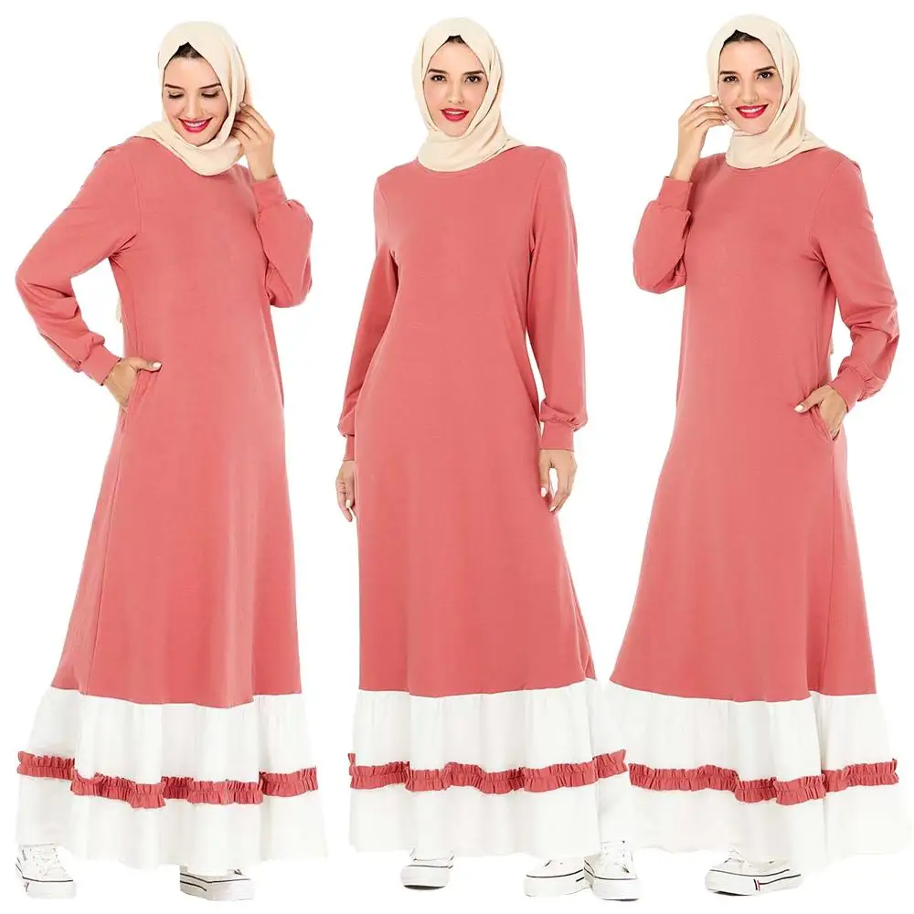 Женское платье Abaya мусульманское Спортивное Макси с длинным рукавом кафтан