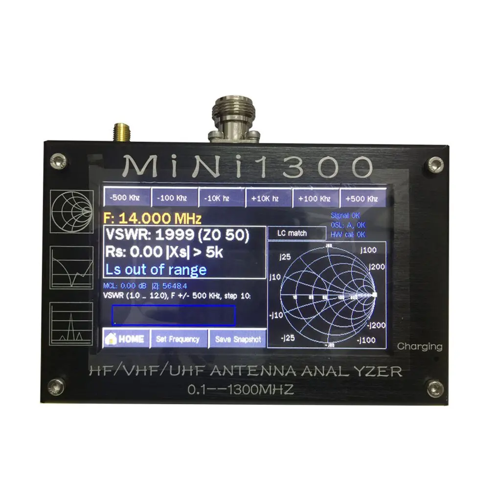 

Mini1300 TFT LCD 0.1-1300MHz HF VHF UHF ANT SWR Antenna Analyzer inner Battery Meter Upgrade From MINI600