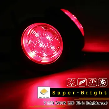 

24V Side Marker 2inch Red 7-LED Truck Trailer W/Rubber Grommet Camper RV Lamp
