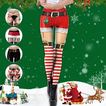 

Women Fitness Funny 3D Printed Christmas Gingerbread Star Pants Leggings Party Dance DS Costumes Nightclub Stage Wear Apparel
