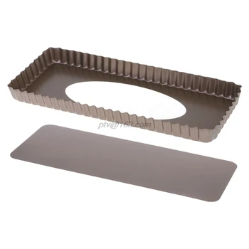 

Fluted Pie Tart Pan Mold Baking Removable Bottom Nonstick Quiche Tools Rectangle