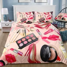 Набор пододеяльников серии beauty, розовый фон с косметической печатью, набор постельного белья для украшения дома спальни
