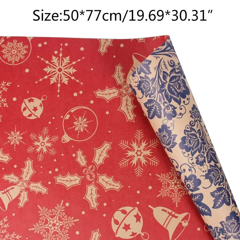 

5pc Christmas Wrapping Paper Roll Kraft Gift Wrapping Paper Kraft Paper Gift Bag 634E