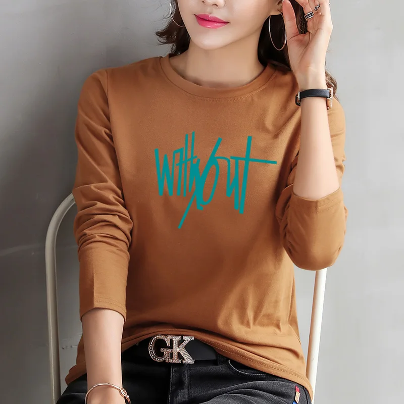 

2019 Women Printed T Shirts autumn T-Shirts O-neck Long Sleeve Casual Tops Ladies Spring Autumn Shirts Tops Plus Size 4XL