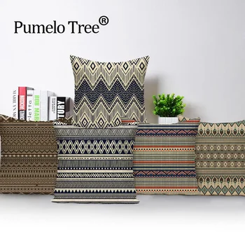 

Geometric Cushion Cases Stripe Home Decorative Pillows Cover Linen Cushions Case Retro Pillows Cover Bed Pillow Case Funda Cojin