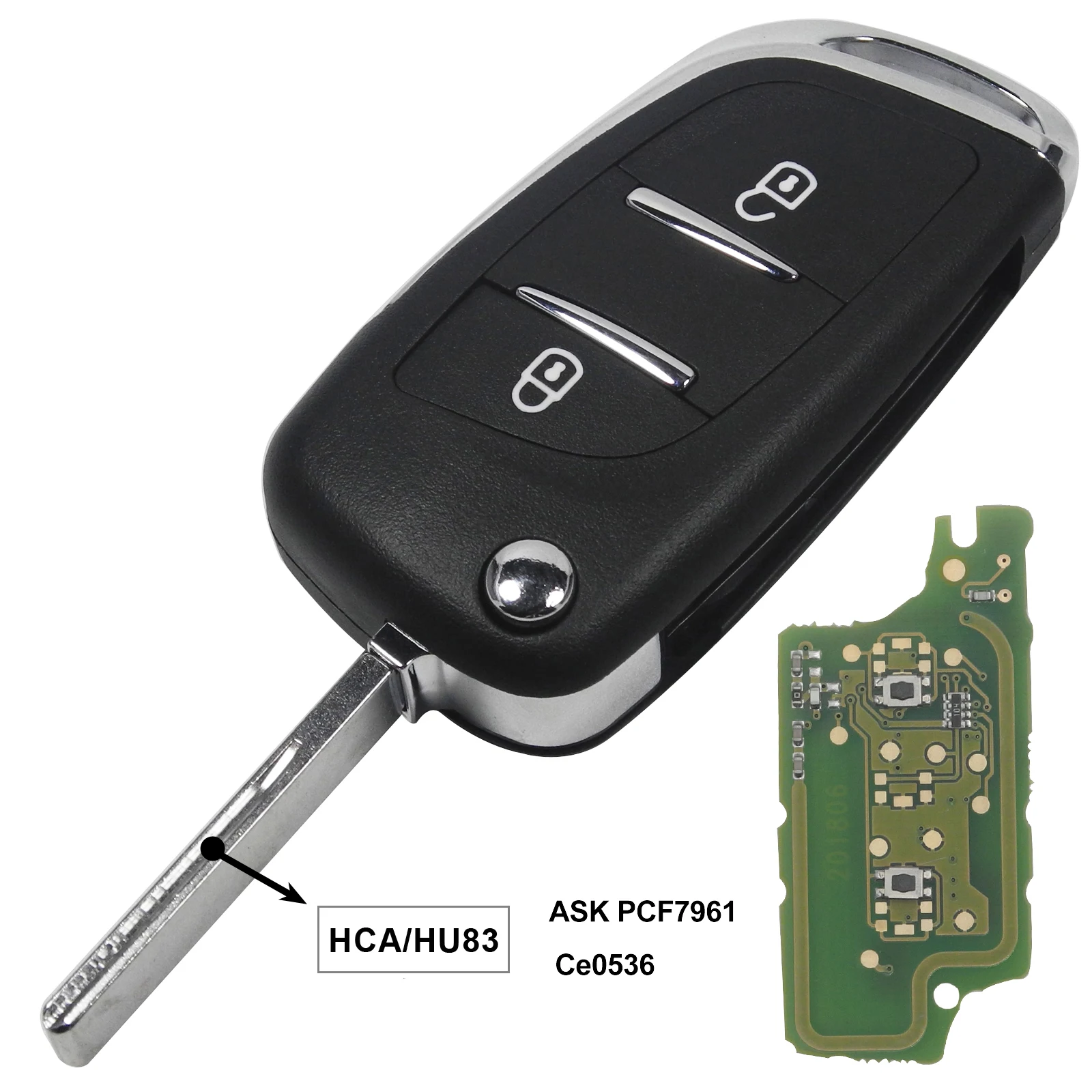 Kutery 433 МГц ASK/FSK модифицированный дистанционный Автомобильный ключ для Citroen Picasso C2 C3 C4 C5 C6 C8 CE0536 VA2/HU83 PCF7961 2/3 BTN ключ - Цвет: HCA 2BTN PCF7961