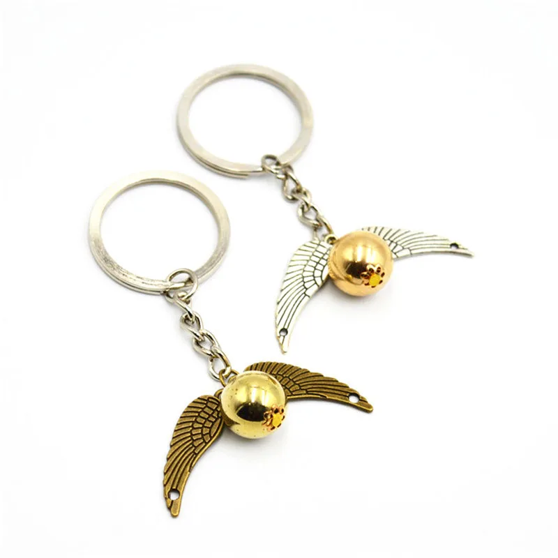 LLavero de ala de bola redonda de Color dorado para mujer y hombre, Snitch Dorada colgante de alas para películas, regalos, A351