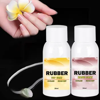 

Beateal 30ml UV Fast Dry Rubber Base Coat Top Coat Varnish Long Lasting No Clean Shiny Gel Nail Polish Primer for Nail Art