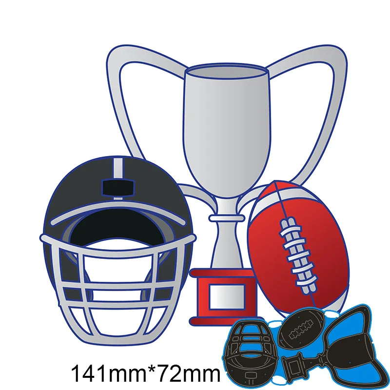 Metal steel Cutting Dies Rugby trophy helmet DIY Scrapbooking Photo Album Embossing paper Cards 141*72mm | Дом и сад