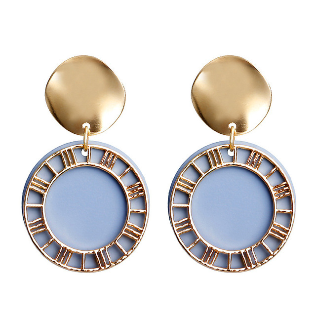 Statement Round Dangle Drop Earrings for Women 2019 Fashion Jewelry Vintage Geometric Round Sequin Hanging Gold Earring