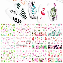 Крестообразные наклейки для ногтей INS-style Популярные Moltres лебедь зеленый лист переводная наклейка для ногтей летний день ногтей