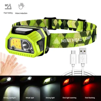 

Mini Motion Sense Headlamp USB Rechargeable XPE-LED +COB Outdoor Camping Waterproof Flashlight Emergencies Headlight