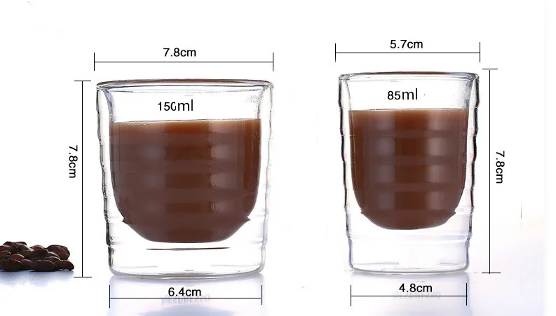 Nespresso150/350 мл кофейная чашка с двойными стенками, стеклянная кофейная кружка, прозрачные Изолированные чашки для эспрессо, термостойкая чайная чашка, бессвинцовое стекло