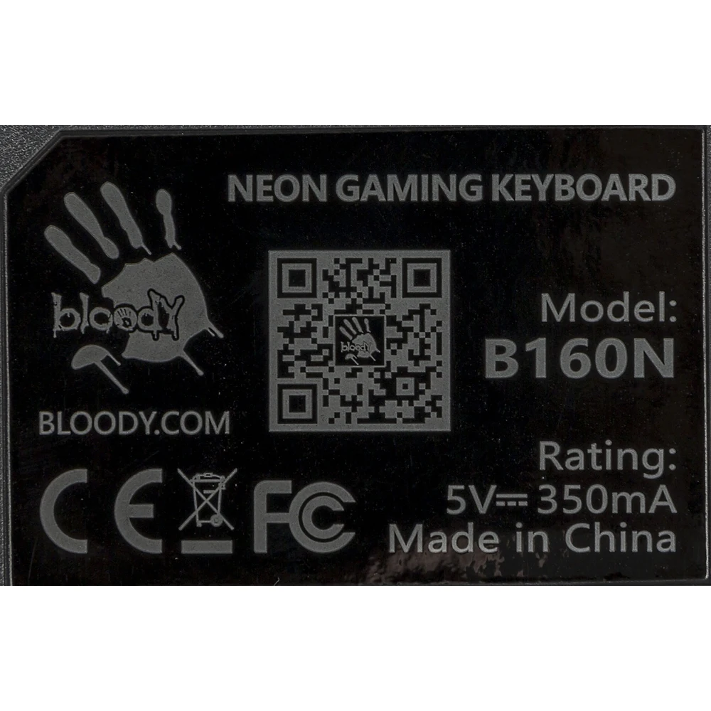 Клавиатура A4 Bloody B160N черный USB for gamer LED