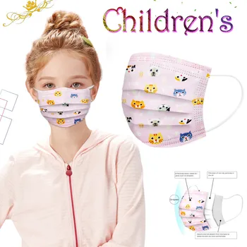 

100PCS Children's mask Disposable Face Mask Industrial 3Ply Ear Loop 3 Layer Anti-Dust Pollution Masks Printing Breathable masks