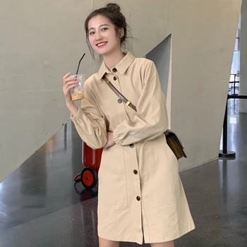 

Make quality spot leisure joker tooling heavy industry single-breasted long-sleeved shirt dress skirt