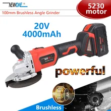 NEWONE 20V бесщеточный литий-ионный 4000mAh 100 мм угловой шлифователь с лопаточный переключатель беспроводной шлифовальный и Полировочный Электроинструмент M10