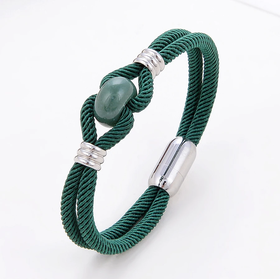 11 Color Milan Line Rope Women Bracelet Round Natural Tiger Eye Stone Charm Bracelets Stainless Steel Luxury Jewelry Wholesale