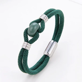 11 Color Milan Line Rope Women Bracelet Round Natural Tiger Eye Stone Charm Bracelets Stainless Steel Luxury Jewelry Wholesale