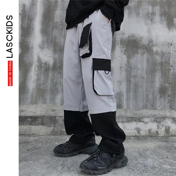 

LASCKIDS Japanese Streetwear Pants Men Cargo Pants Hip Hop Track High Quality Patchwork Mens Trousers Loose Streetpants KE801