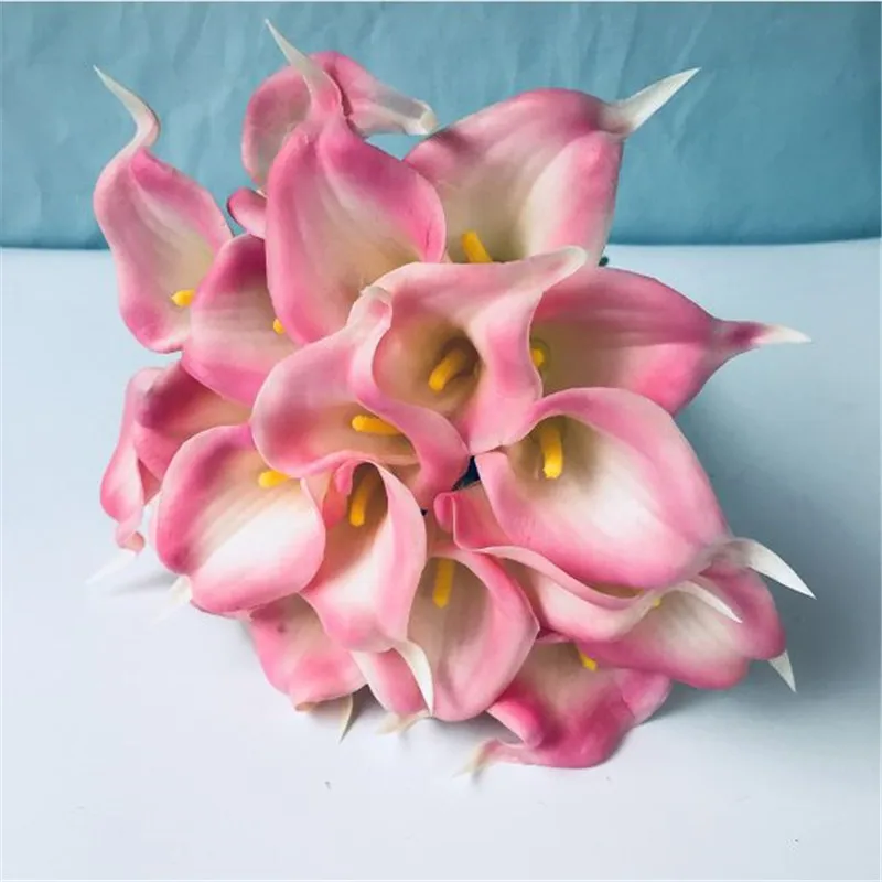 31 шт./лот, искусственные цветы-тюльпаны, искусственные цветы из искусственной кожи Калла, настоящие цветы для свадебного украшения, вечерние украшения для дома - Цвет: A Pink Calla