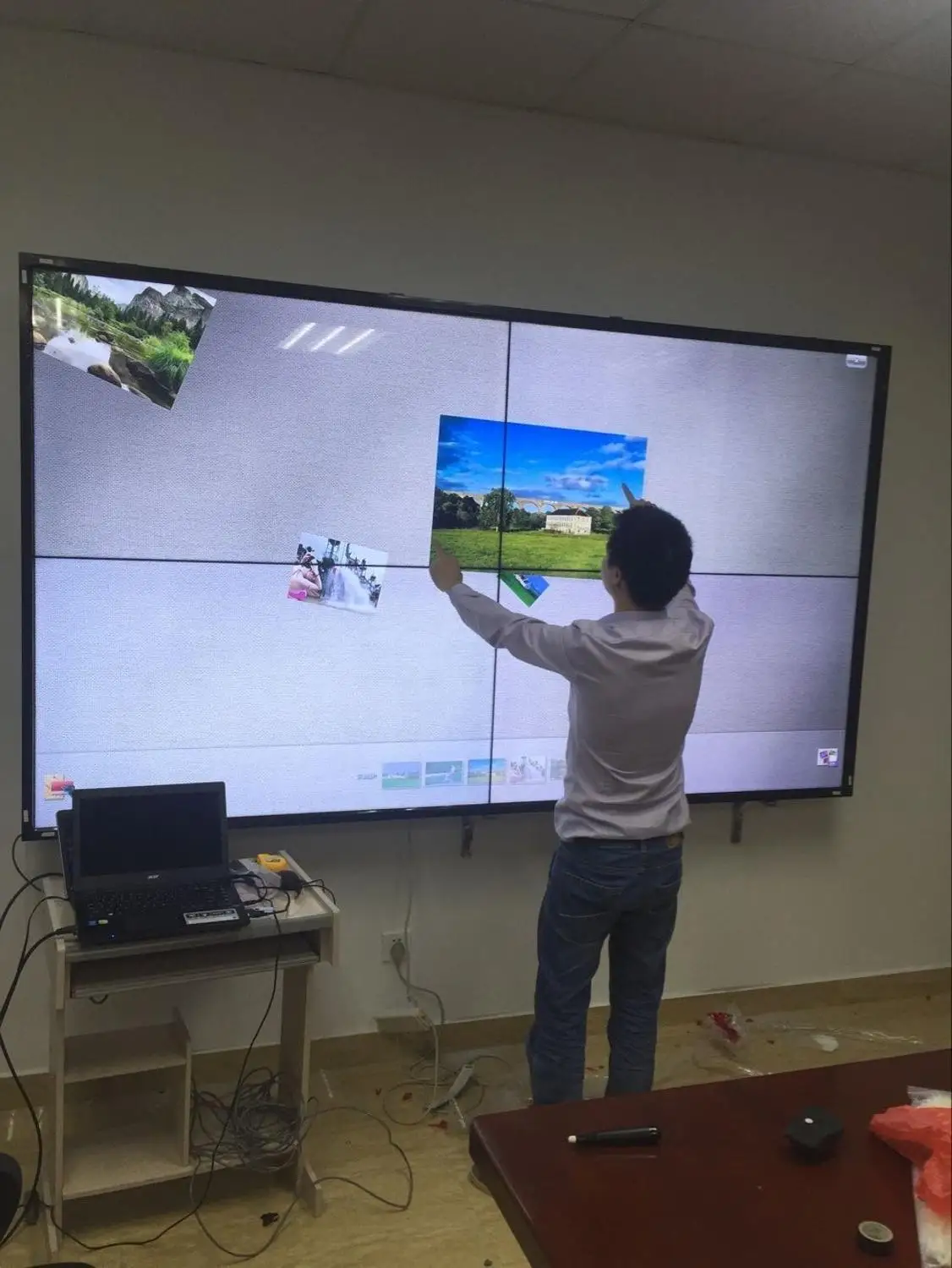 IR 멀티 터치 스크린 패널, 비디오 월용 IR 멀티 터치 스크린 프레임, 153 인치, 55 인치, 2X3, 10 포인트