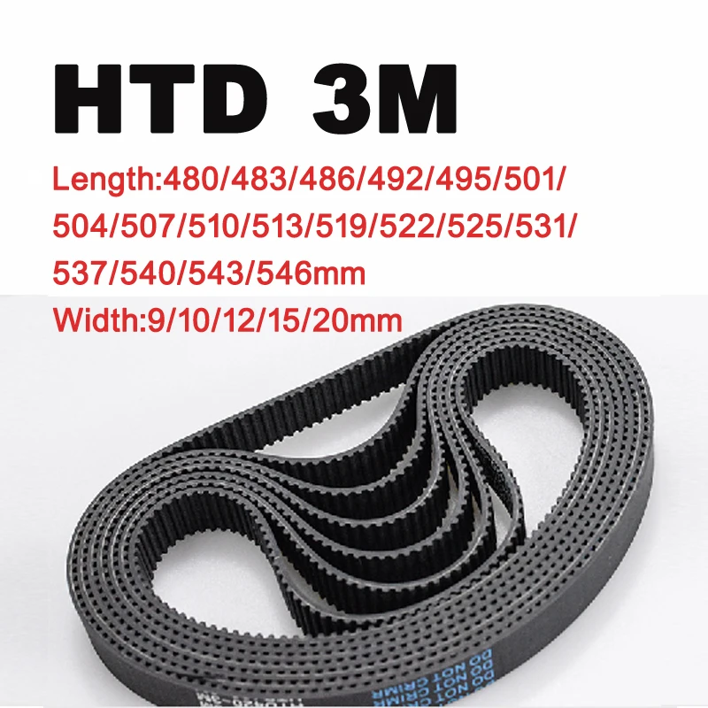 

2pieces HTD 3M Timing Belt 480/483/486/492/495/501/504/507/510/513/519/522/525/531/537/540/543/546mm Rubber Arc Drive Belts