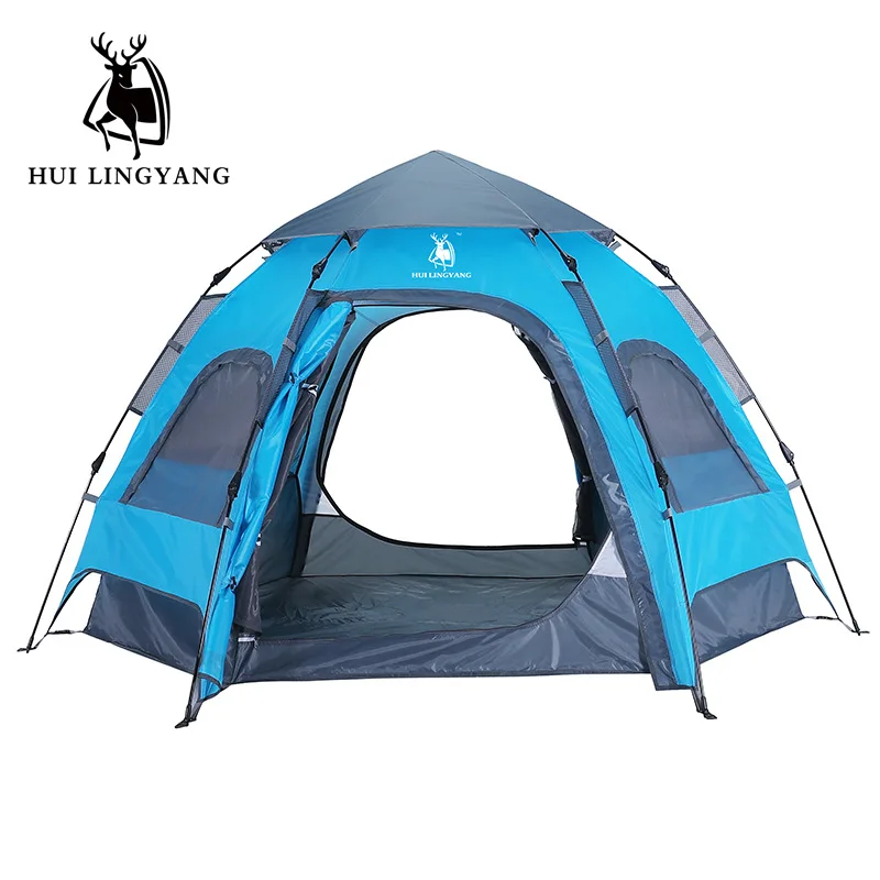 

Huilingyang Outdoor New Style 3-4 People Double Layer Two-door Turret Automatic Tent Water Resistant Breathable Family Camping S