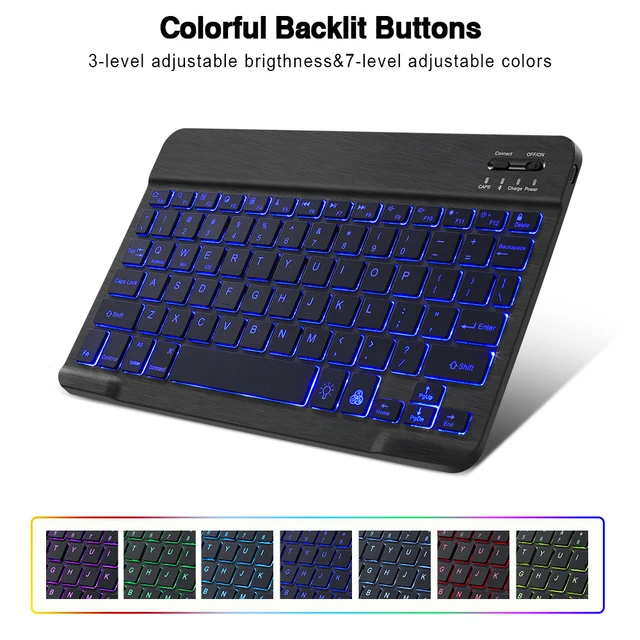 Miniteclado inalámbrico con Bluetooth, teclado RGB con retroiluminación, para Notebook, ipad, tableta, teléfono, portátil, PC - Imagen 2
