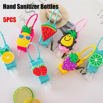 

5Pcs 30ml Refillable Empty Bottle with Colorful Cartoon Fruit Silicone Cover Portable Hand Sanitizer Container Dispenser