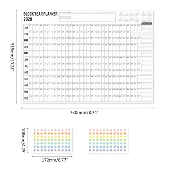 

2020 Yearly Calendar Year Planner Memo Annual Schedule Daily With Sticker Dots 24BB
