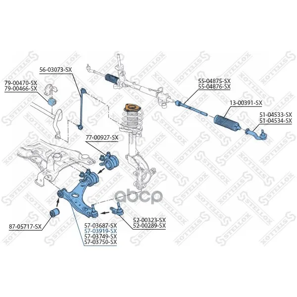 57-03919-Sx_рычаг Правый! Ford Focus/Focus C-Max 1.6-2.0/1.6tdci-2.0tdci 03 Stellox 5703919sx Stellox арт. 5703919SX
