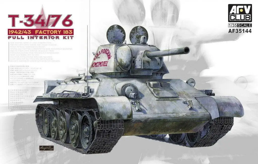 Afv Club Modello 1/35 Af35144 Wwii Sovietico T-34/76 1942/43 Fabbrica 183 Kit Interno Completo