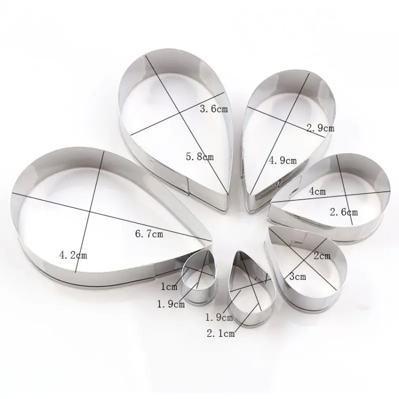 7Pcs Clay Cutter Stainless Steel Drop Round Ceramic Pottery Designer DIY Polymer Clay Craft Cutting Mold for Jewlery Pendant polymer clay tools clay sculpting tools clay craft tool