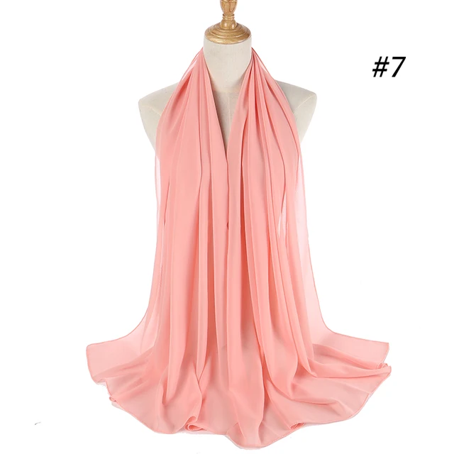 women plain bubble chiffon scarf hijab wrap printe solid color shawls headband women hijabs scarves/scarf 60 colors COLOR 7